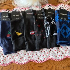 Steve Madden Men's Casual Socks - Black, Blue, and Multicolor Patterns